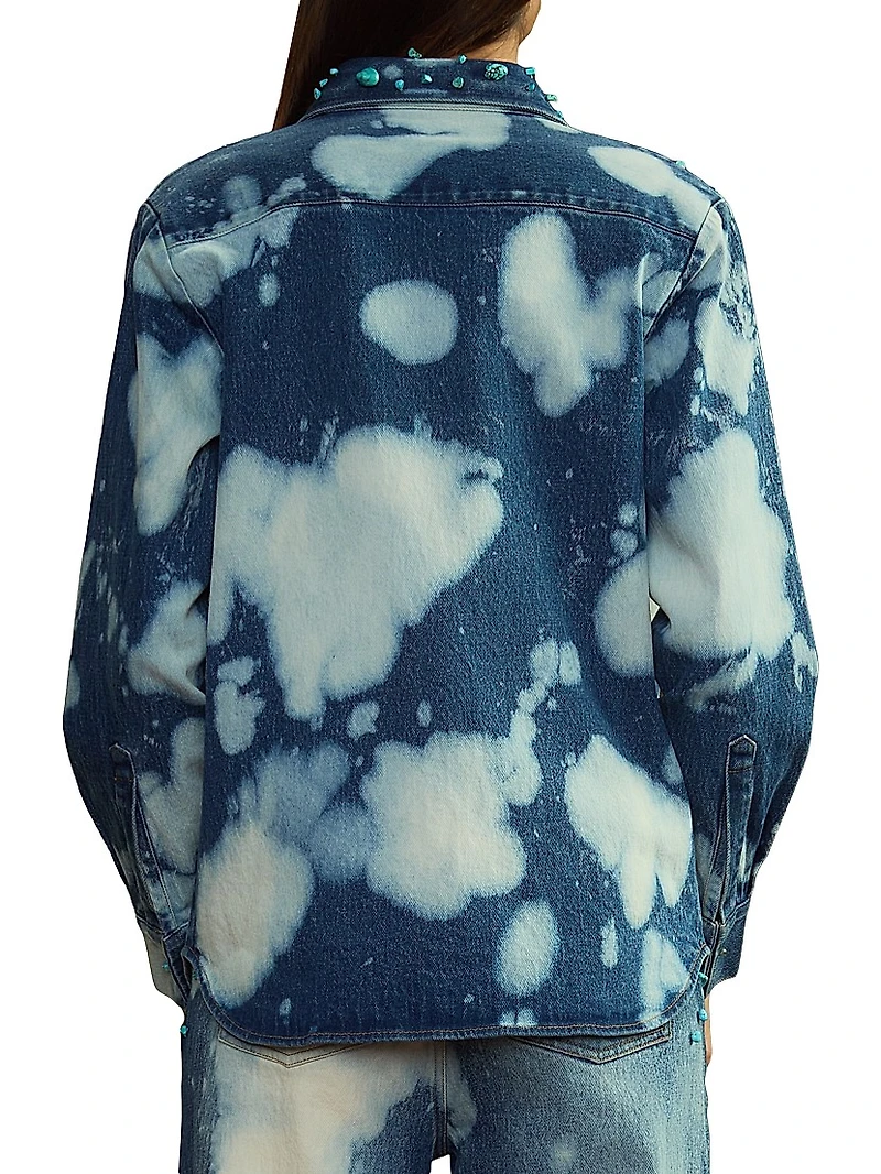 Stone Wash Denim Embellished Shirt