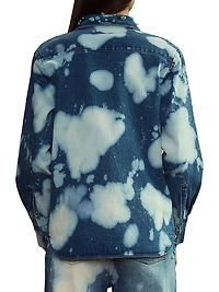 Stone Wash Denim Embellished Shirt