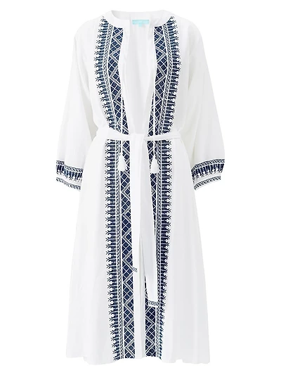 Embroidered Cotton-Linen Cover-Up Caftan