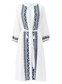 Embroidered Cotton-Linen Cover-Up Caftan