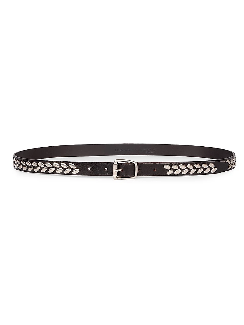Almond Studded Leather Belt