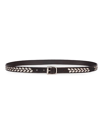 Almond Studded Leather Belt