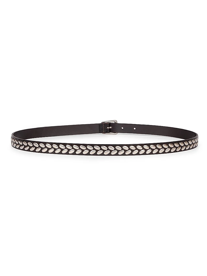 Almond Studded Leather Belt