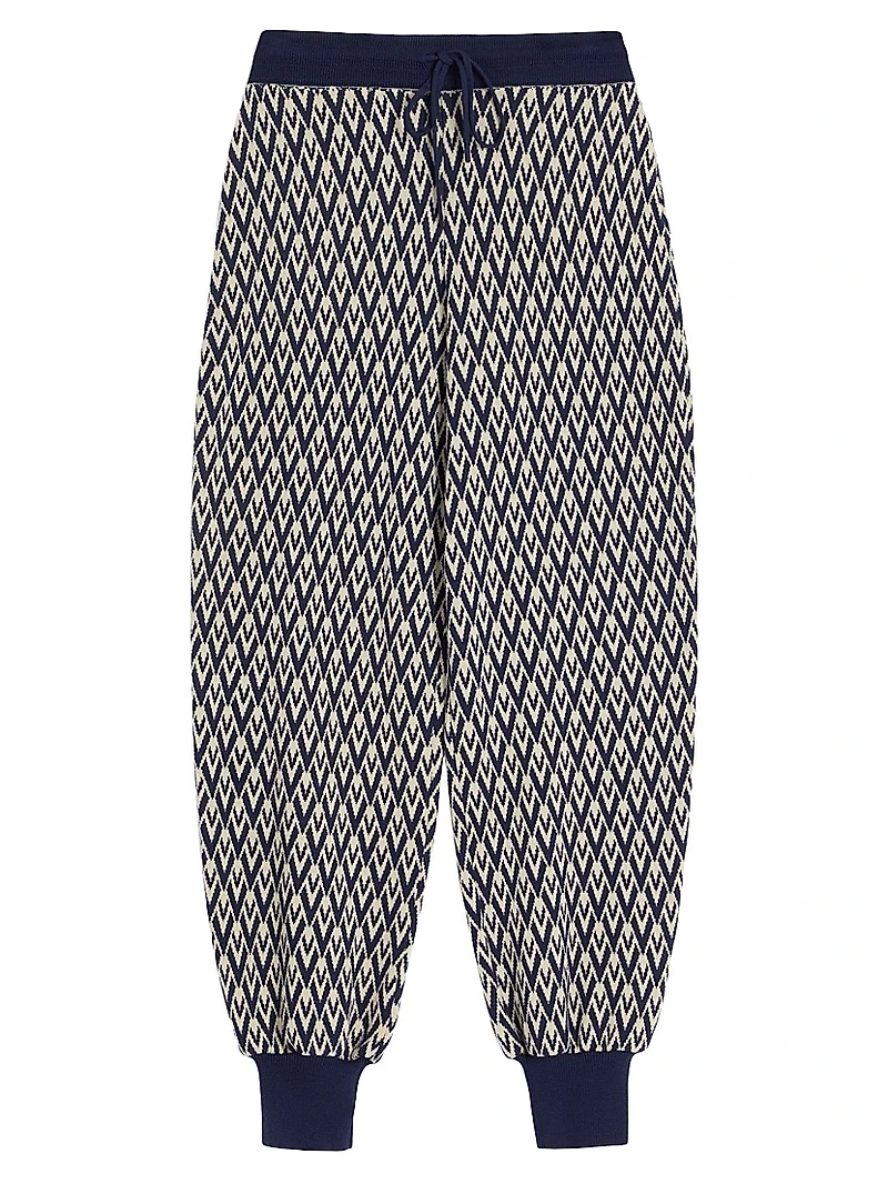 Toute La V Jacquard Wool Knit Pants