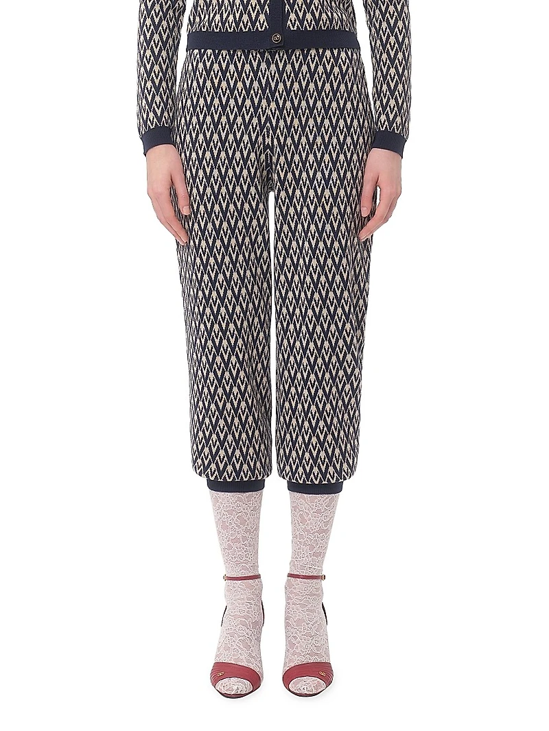 Toute La V Jacquard Wool Knit Pants