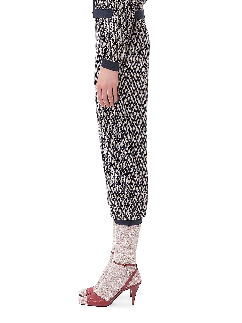 Toute La V Jacquard Wool Knit Pants