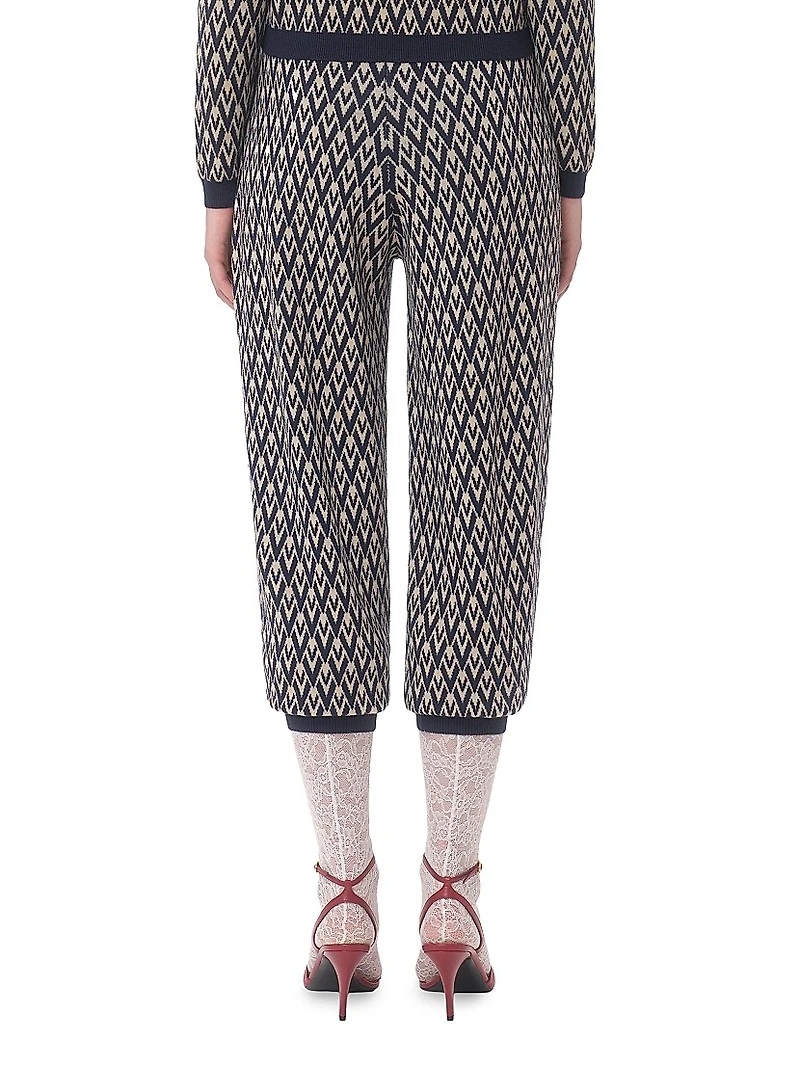 Toute La V Jacquard Wool Knit Pants