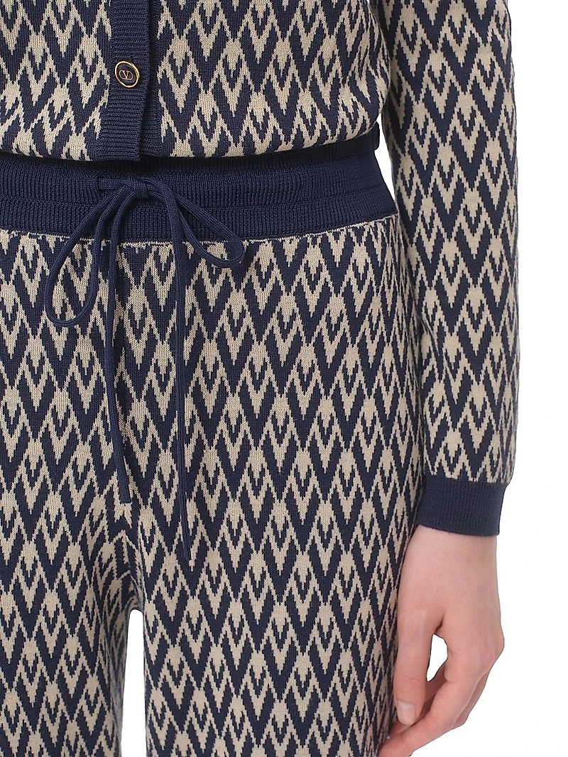 Toute La V Jacquard Wool Knit Pants