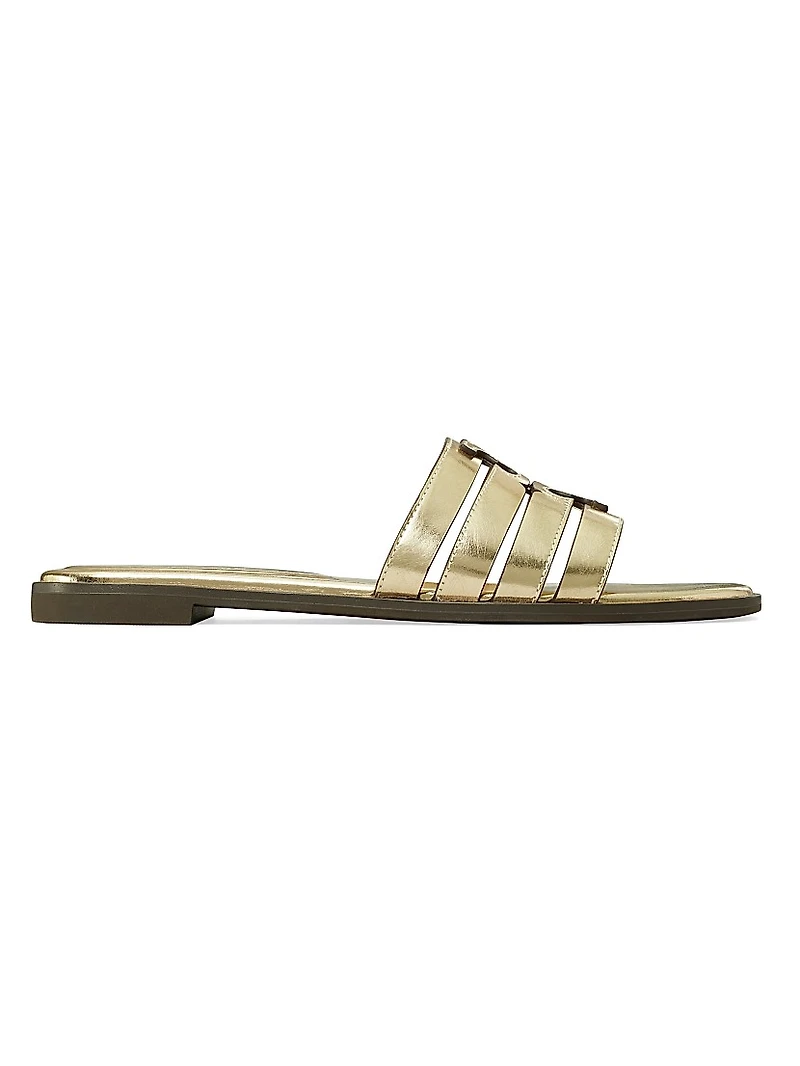 Ines Logo Metallic Leather Sandals
