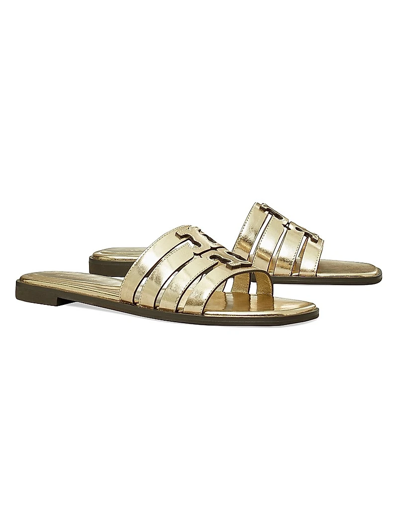 Ines Logo Metallic Leather Sandals