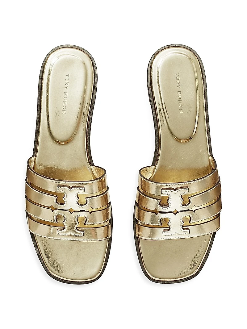 Ines Logo Metallic Leather Sandals