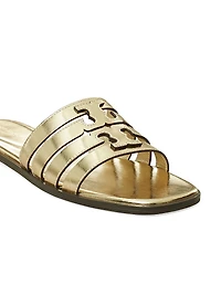 Ines Logo Metallic Leather Sandals