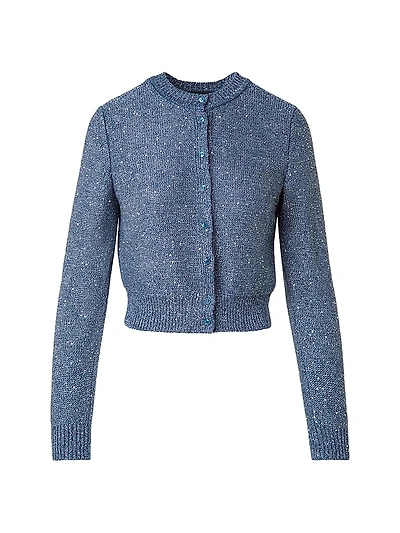 Sequined Linen-Blend Cardigan