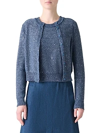 Sequined Linen-Blend Cardigan