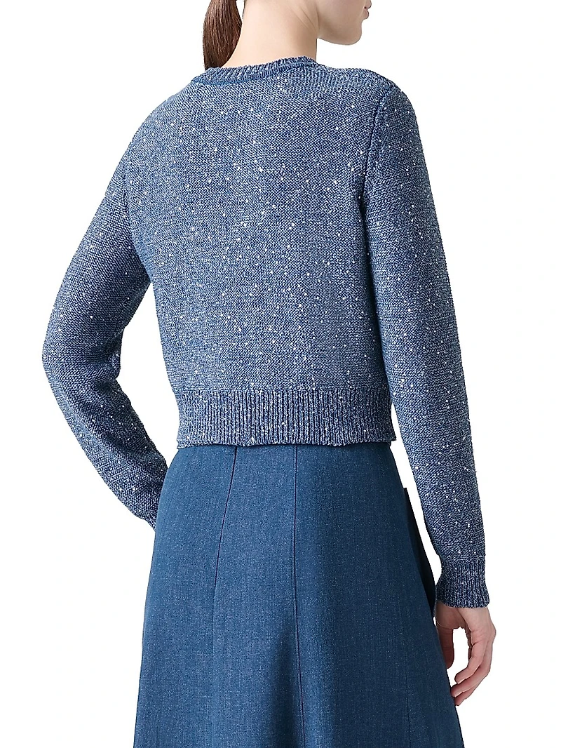 Sequined Linen-Blend Cardigan