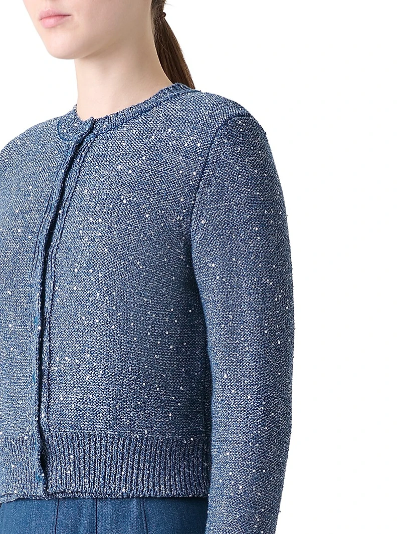 Sequined Linen-Blend Cardigan