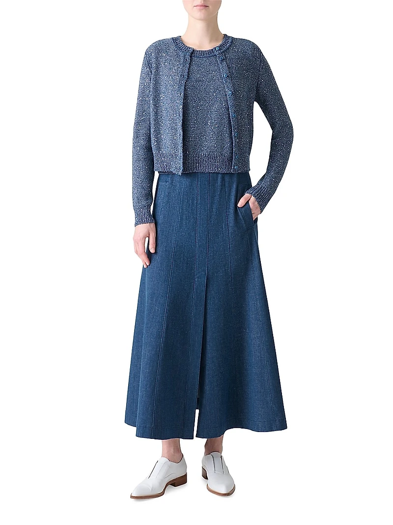 Sequined Linen-Blend Cardigan