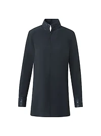 Ribbon Foil Silk Crêpe Tunic Blouse