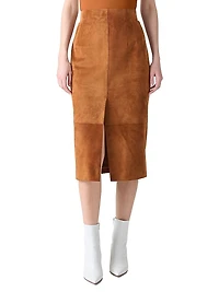 Suede Pencil Maxi-Skirt