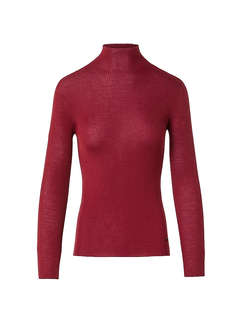 Mock Turtleneck Cashmere-Silk Sweater