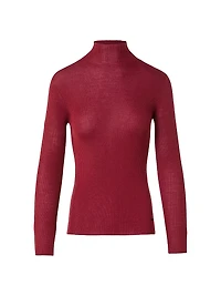Mock Turtleneck Cashmere-Silk Sweater