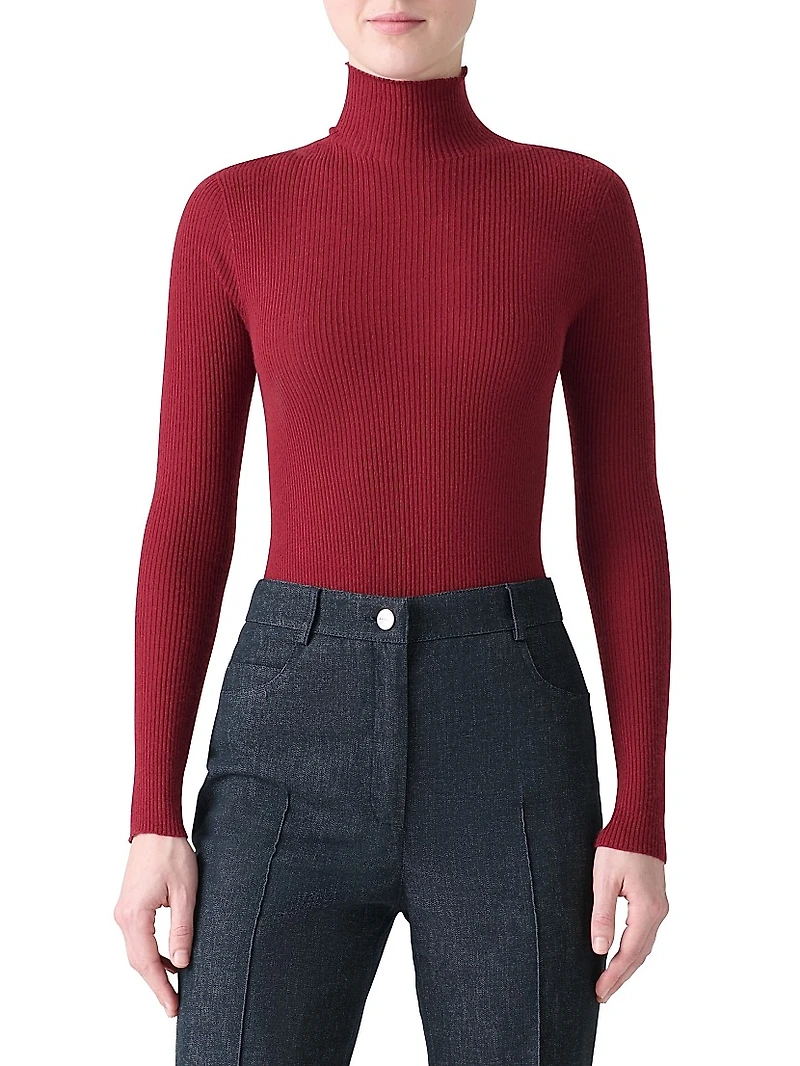 Mock Turtleneck Cashmere-Silk Sweater