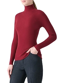 Mock Turtleneck Cashmere-Silk Sweater