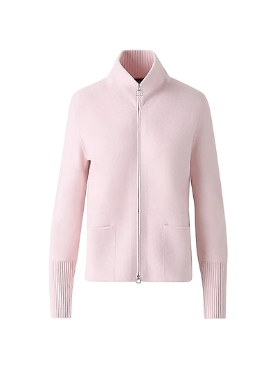 Cashmere Piqué Zip Cardigan