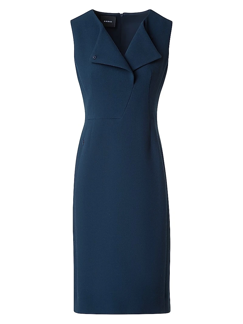 Smu Lapel Wool Sheath Dress