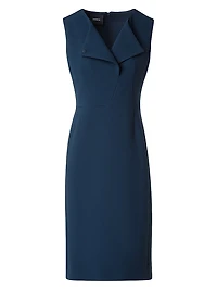 Smu Lapel Wool Sheath Dress