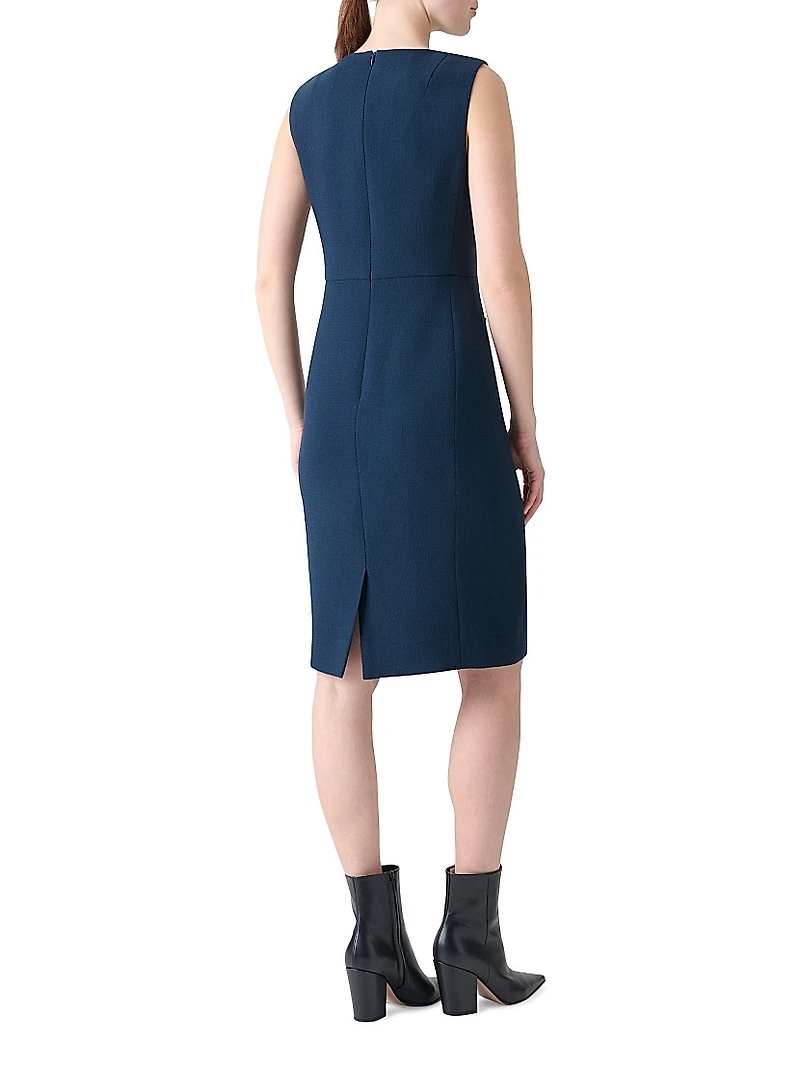 Smu Lapel Wool Sheath Dress
