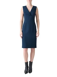 Smu Lapel Wool Sheath Dress