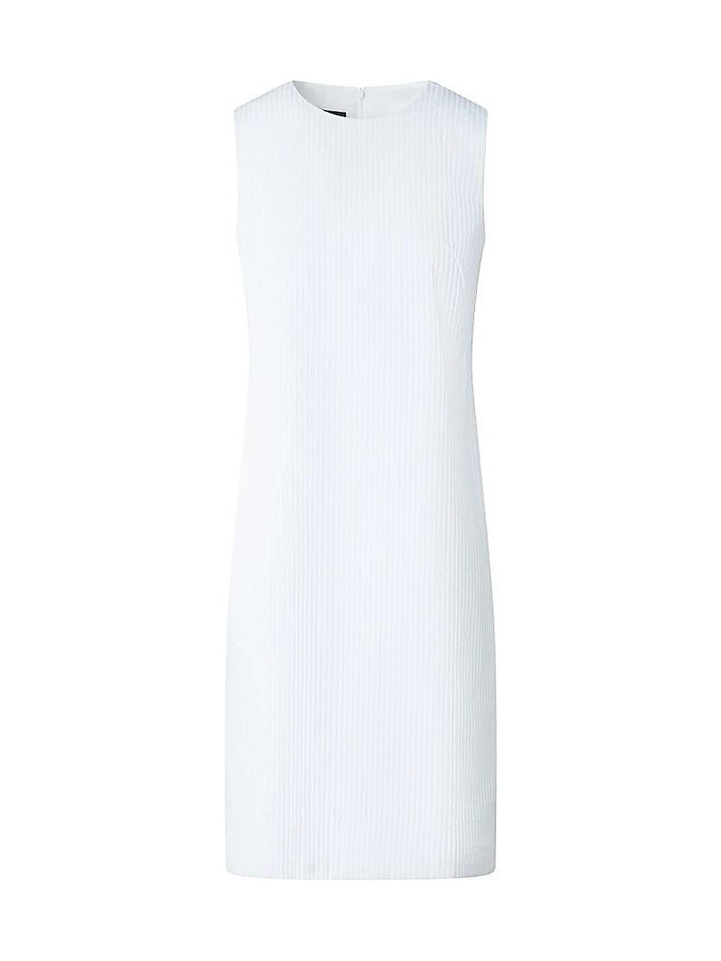 Stitched Pleat Cotton Voile Sheath Dress