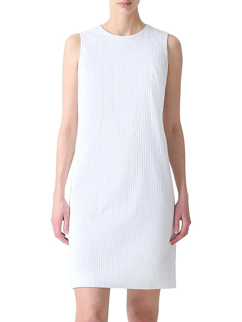 Stitched Pleat Cotton Voile Sheath Dress