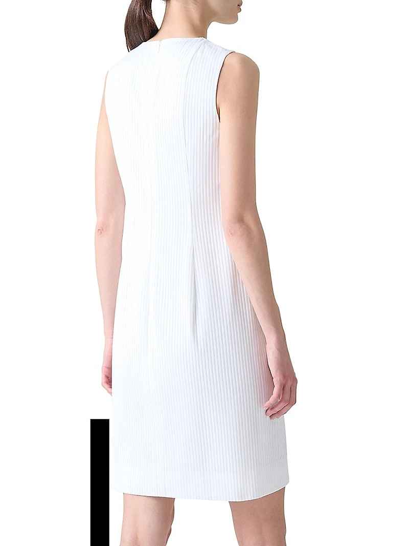 Stitched Pleat Cotton Voile Sheath Dress