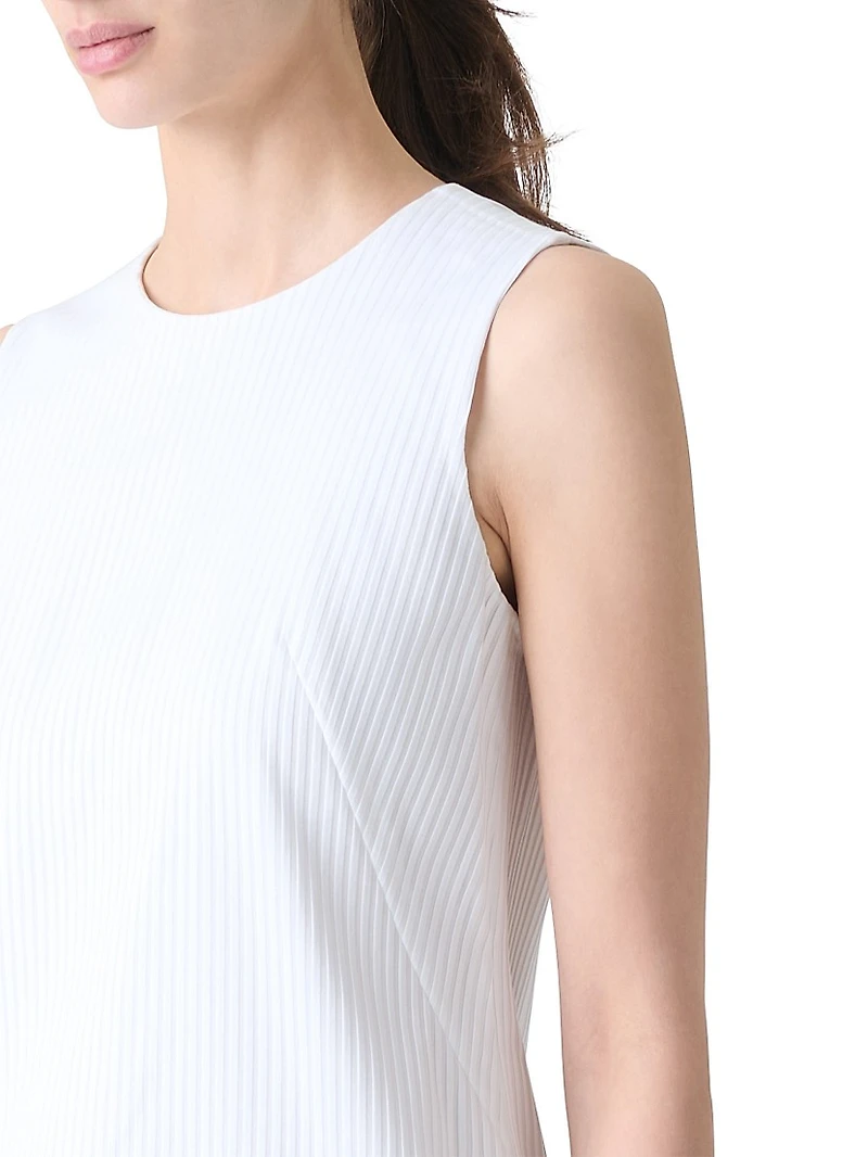 Stitched Pleat Cotton Voile Sheath Dress