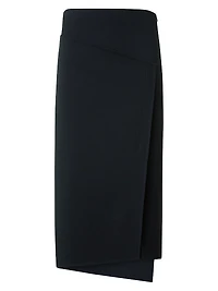 Asymmetric Wool Trapezoid Midi-Skirt