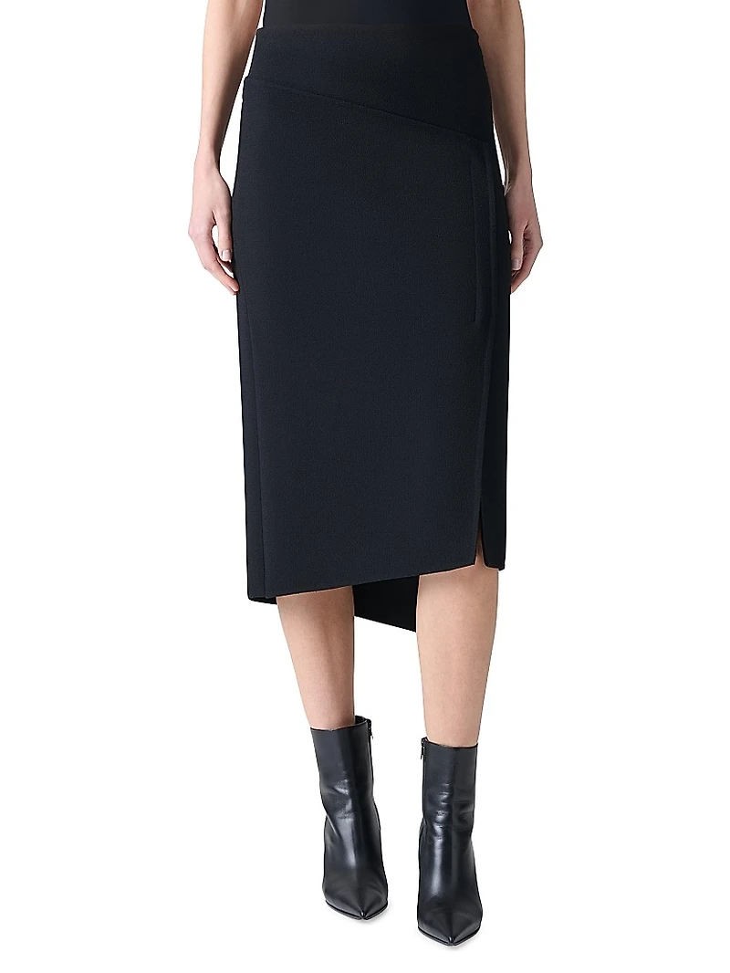 Asymmetric Wool Trapezoid Midi-Skirt