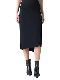 Asymmetric Wool Trapezoid Midi-Skirt