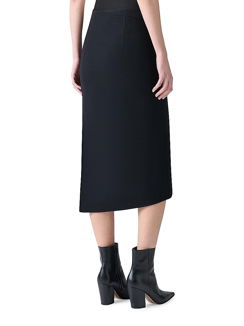Asymmetric Wool Trapezoid Midi-Skirt