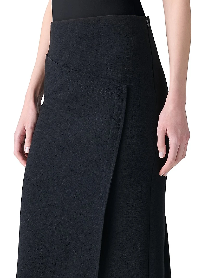 Asymmetric Wool Trapezoid Midi-Skirt