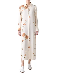 Floral Silk Crêpe Tunic Shirtdress