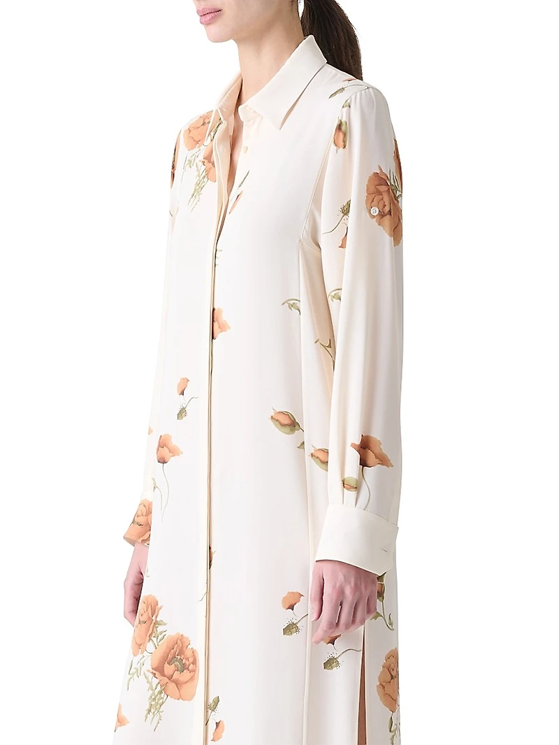 Floral Silk Crêpe Tunic Shirtdress