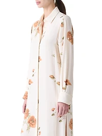 Floral Silk Crêpe Tunic Shirtdress