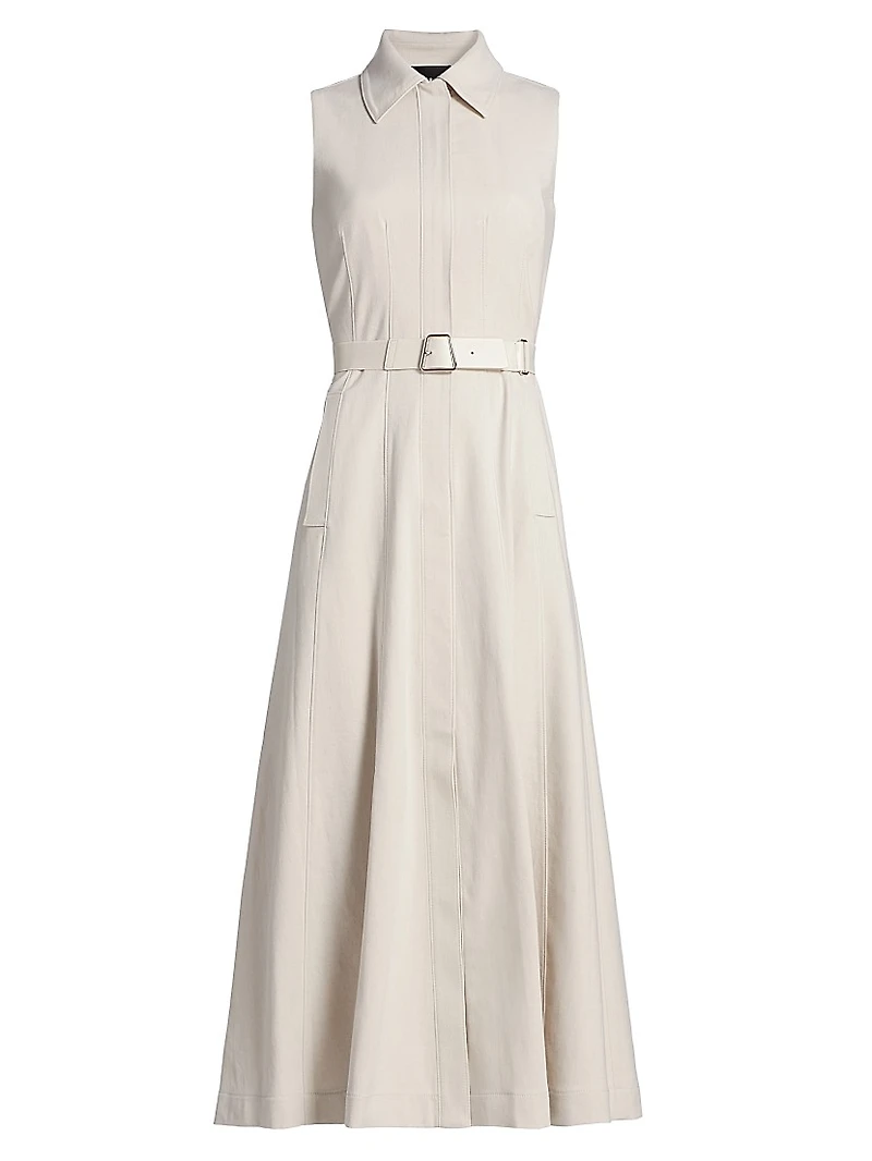 Sleeveless Cotton Midi-Shirtdress