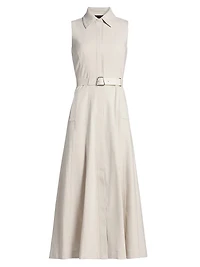 Sleeveless Cotton Midi-Shirtdress