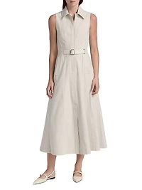 Sleeveless Cotton Midi-Shirtdress