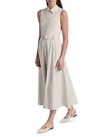 Sleeveless Cotton Midi-Shirtdress