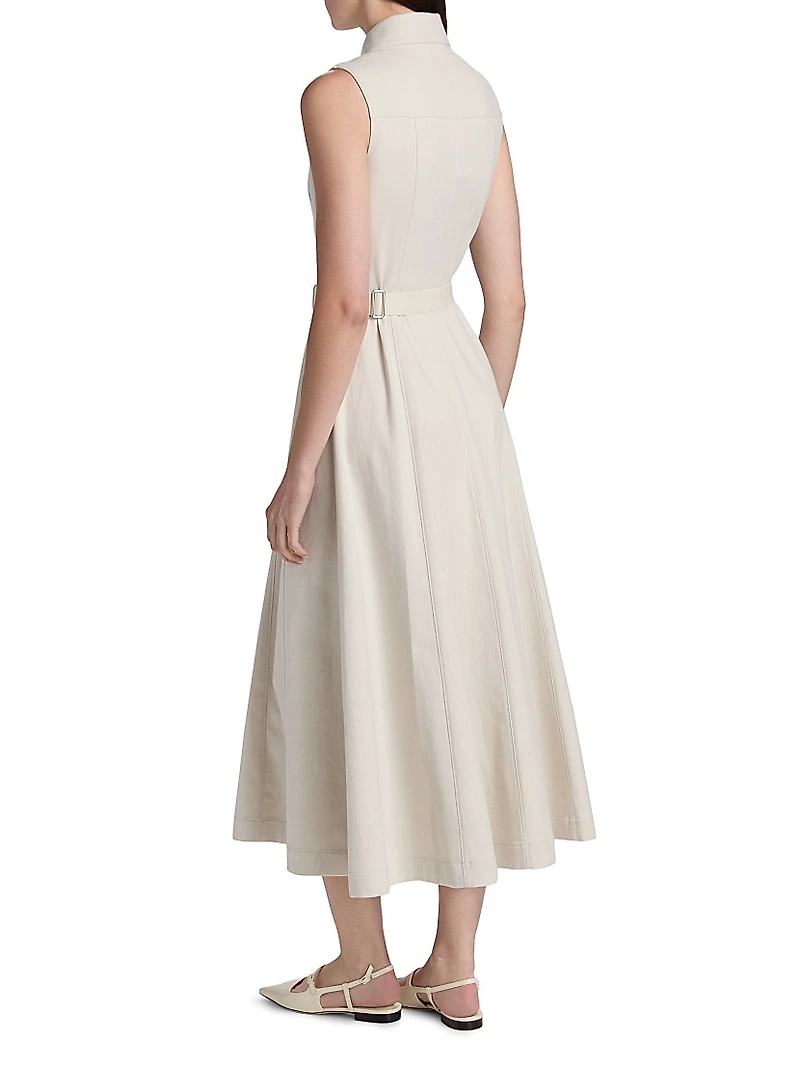 Sleeveless Cotton Midi-Shirtdress