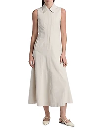 Sleeveless Cotton Midi-Shirtdress